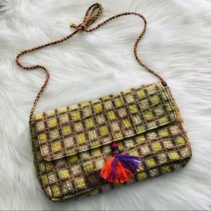 World Market Boho Fringe Crossbody Bag Cotton Small